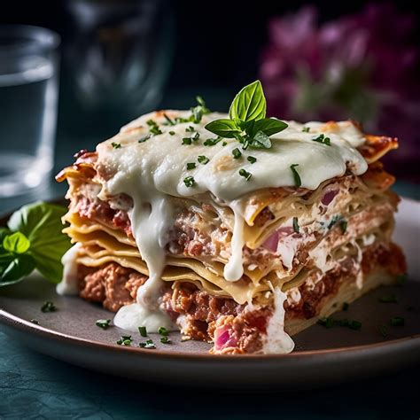 Premium Photo | Beef lasagna with sauce