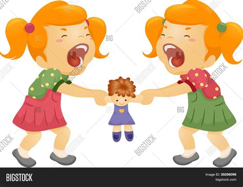 Illustration Twin Sisters Fighting Vector & Photo | Bigstock