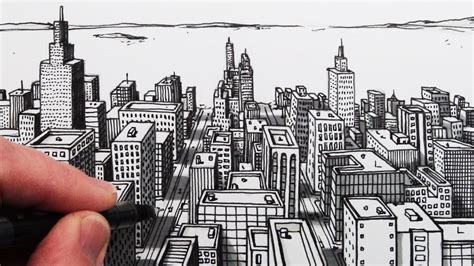 How to Draw a City in 1-Point Perspective: Easy | City drawing ...