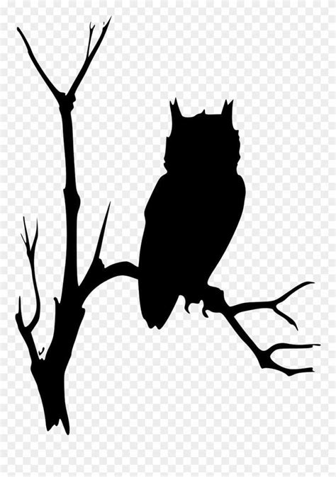 Bird Silhouette Art: Owl Sitting on Tree Branch