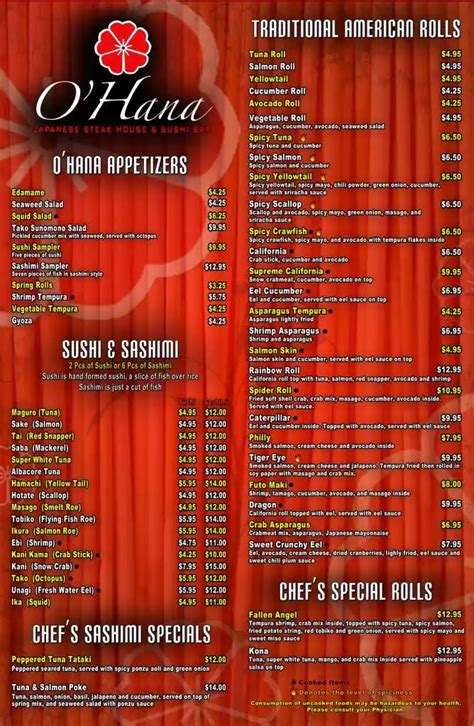 Ohana Japanese Steakhouse Menu - Urbanspoon/Zomato