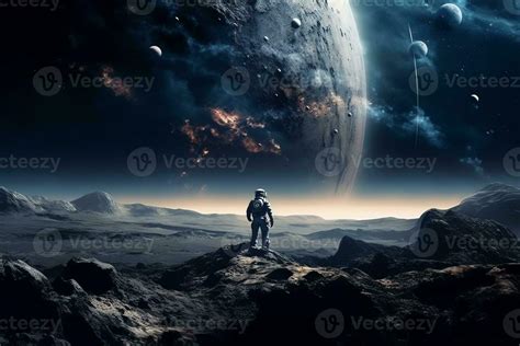 Astronaut moon and galaxy background moon landscape space wallpaper ...