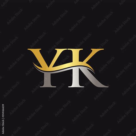 Initial Gold and Silver YK Letter Linked Logo with Black Background ...