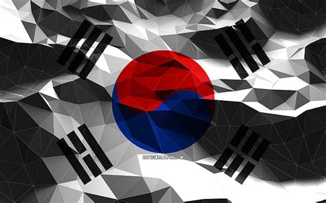 South Korean flag, low poly art, Asian countries, national symbols, Flag of South Korea, HD ...