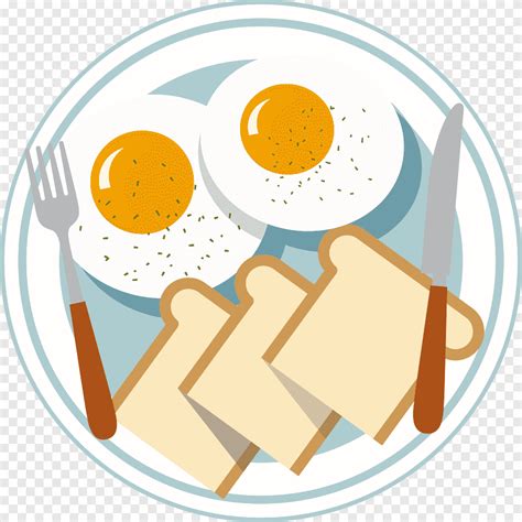 Fried eggs and bread on plate illustration, Breakfast cereal Pancake ...