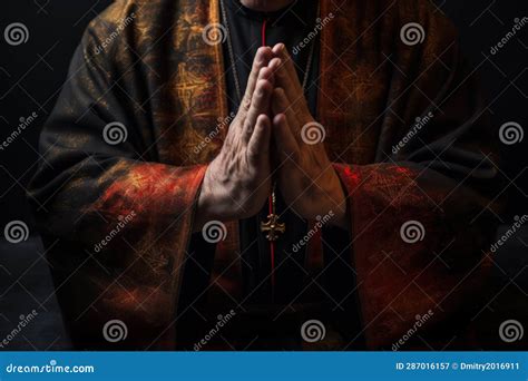 Hands of a Priest Close-up - Faithful Priest Praying in Catholic Stock ...