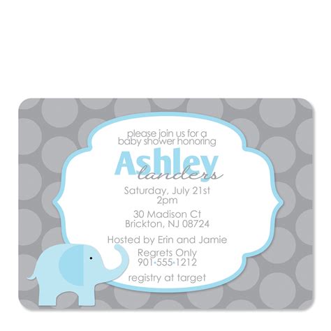 Blue Elephant Baby Shower Invitation - Pipsy