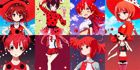 anime key visual of a ladybug girl gijinka with red | Stable Diffusion ...