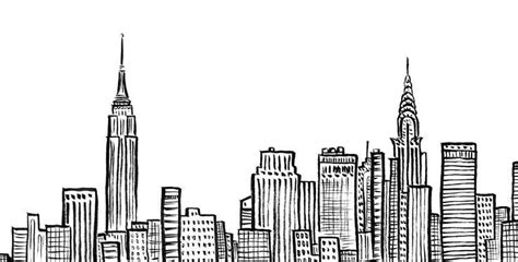 New york drawing, City drawing, Line art drawings