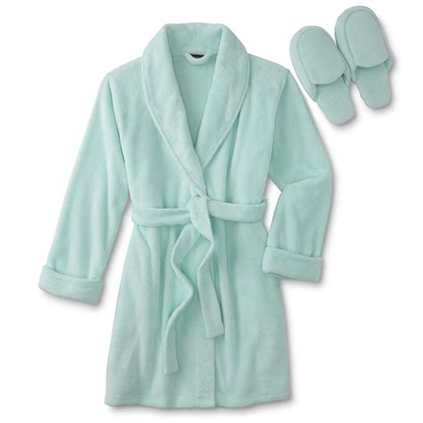 Covington Women's Plush Short Robe & Slippers - Sears