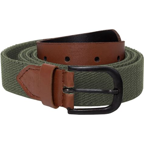 ENZO Mens Womens Elasticated Belts Canvas Stretch PU Leather Trim ...