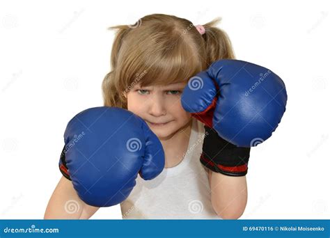 A Little Girl Child, Kid in Boxing Gloves. Stock Photo - Image of fight ...