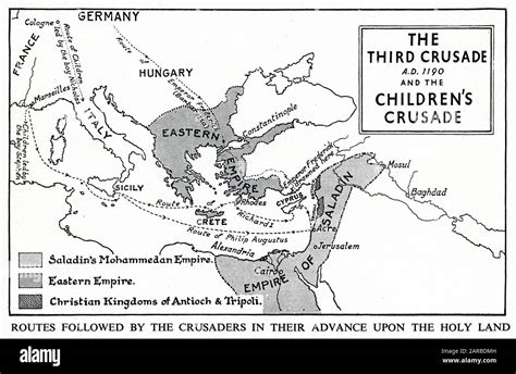 Map of Third Crusade and Children's Crusade Stock Photo - Alamy