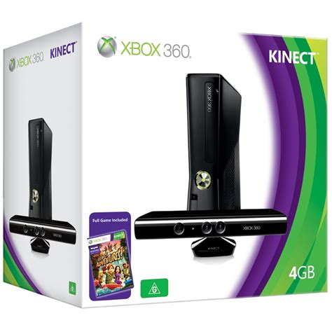 Microsoft Xbox 360 Slim - with Kinect/Kinect Adventures 4GB Matte Black ...