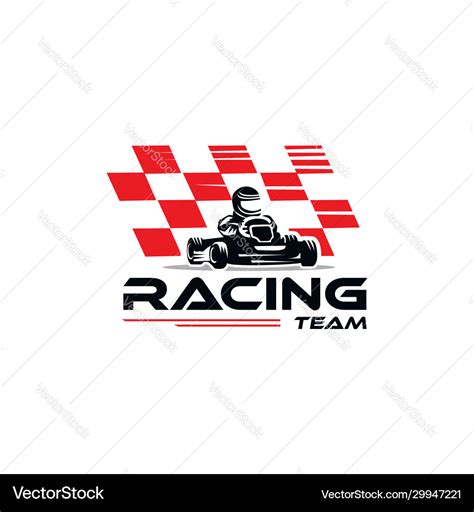 Karting race go kart logo kart driver sport Vector Image