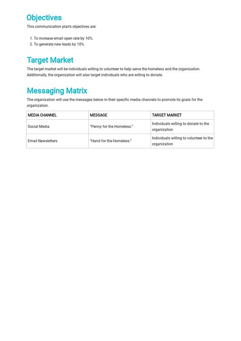 Nonprofit Communications Plan Template