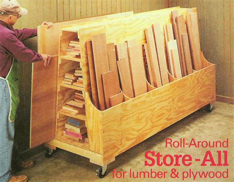 Roll-around lumber cart from Shop Notes magazine No. 55. #lumber #storage #cart | Plywood ...