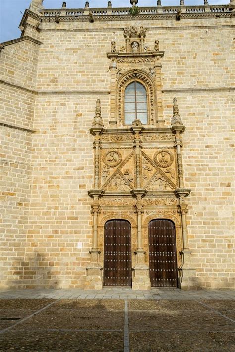 Facade of the Cathedral of Coria (Spain Stock Photo - Image of entrance ...