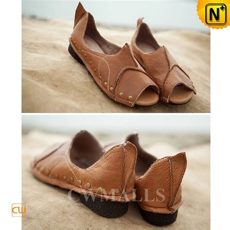 CWMALLS® Designer Leather Flat Shoes Tan CW306222