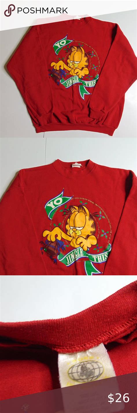 Vintage Garfield Holiday Crewneck Sweatshirt 90s | Crew neck sweatshirt, Sweatshirts, Sweaters ...