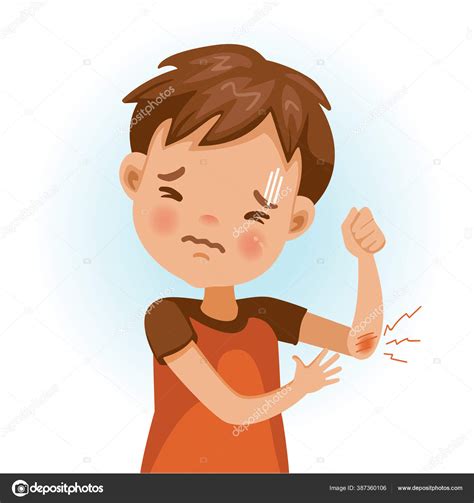 Boy Injured Elbow Feel Pain Wound Cartoon Character Vector Illustration Stock Vector Image by ...