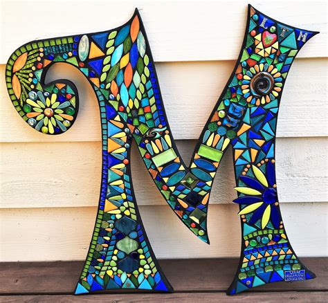 Custom mosaic letter (24" tall) by Tina @ Wise Crackin' Mosaics | Mosaic garden art, Mosaic art ...