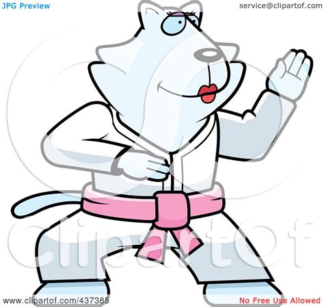 Royalty-Free (RF) Clipart Illustration of a Karate Cat With A Pink Belt ...