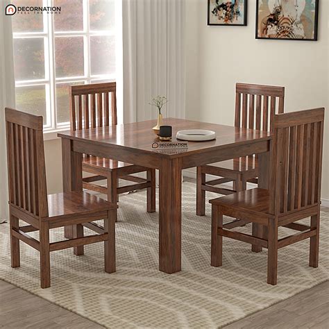 Bree 4 Seater Wooden Dining Table - Brown - Decornation