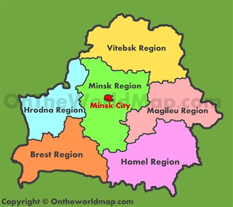 Administrative map of Belarus - Ontheworldmap.com