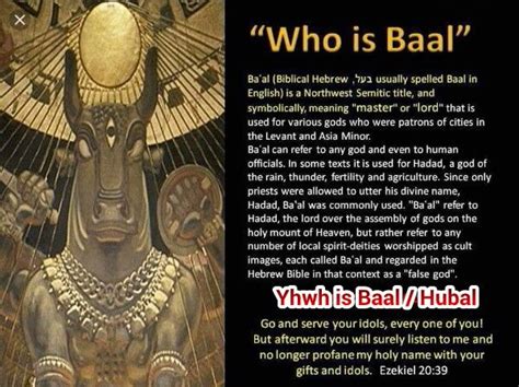 Who is Baal - Baal or Hubal is YHWH the other deity that Jews worship besides Allah or EL ...