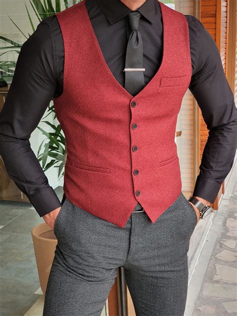 Mens Vest Red Waistcoat Formal Waist Coat for Men Wedding | Etsy in 2021 | Red waistcoat, Men ...