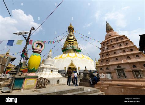 Stupa at Swayambhunath temple, Kathmandu, Nepal Stock Photo - Alamy