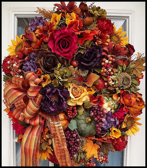 Fall Wreath Harvest Wreath Autumn Door by petalpusherswreaths