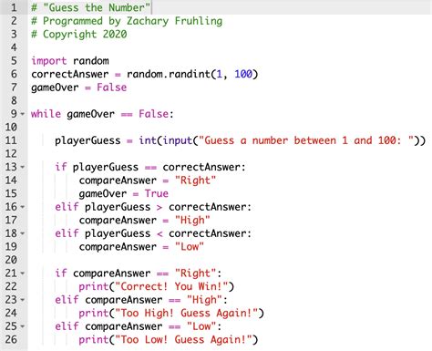 Logic and Programming: How to Program a Simple Guess-the-Number Game in Python — Zachary Fruhling