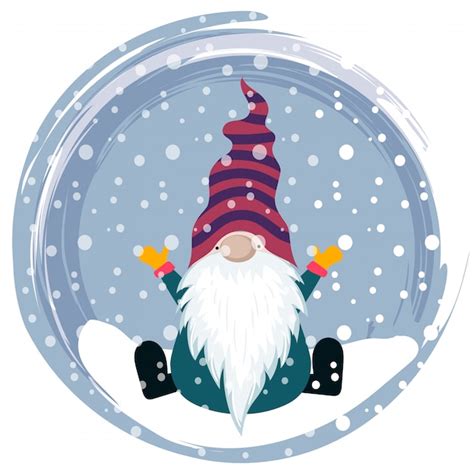 Premium Vector | Christmas card with gnome