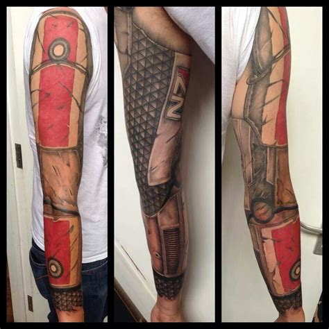 N7 mass effect armour sleeve, wow my cousin is an amazing tattooist!!! | Mass effect tattoo ...