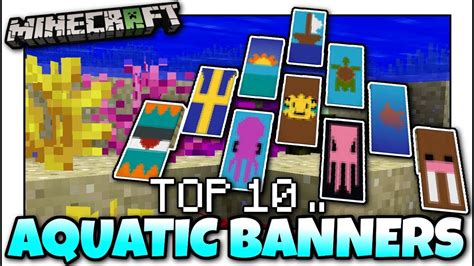 Minecraft - TOP 10 UPDATE AQUATIC BANNER DESIGNS [ Tutorial ] EASY - YouTube