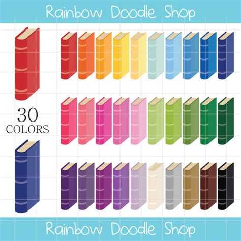 Books Clipart, Colorful Books Clip Art, Rainbow Books Clipart, School ...