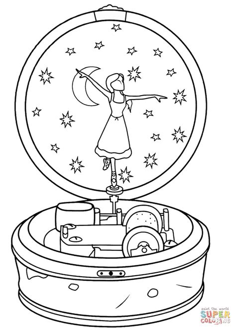 Ballerina Music Box coloring page | Free Printable Coloring Pages