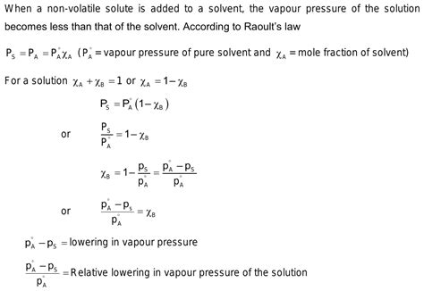 Raoult law explanation for non volatile solute.