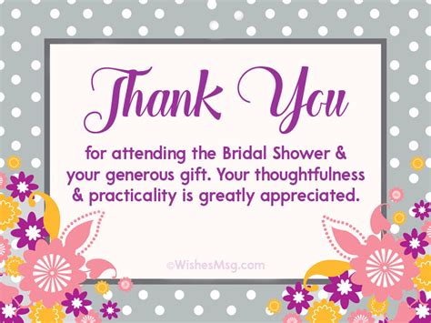 Thank You Note Template Bridal Shower