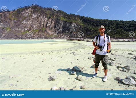 White Crater or Kawah Putih, a Volcanic Sulfur Crater Lake in a Caldera in Ciwidey, West Java ...