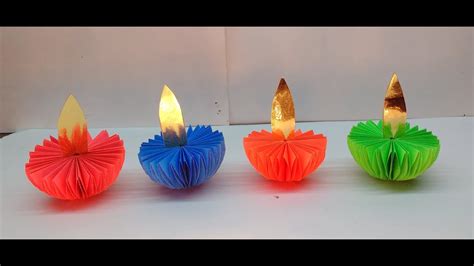 Diy How to make Paper Diyas in 15 minutes for Diwali Decoration - YouTube