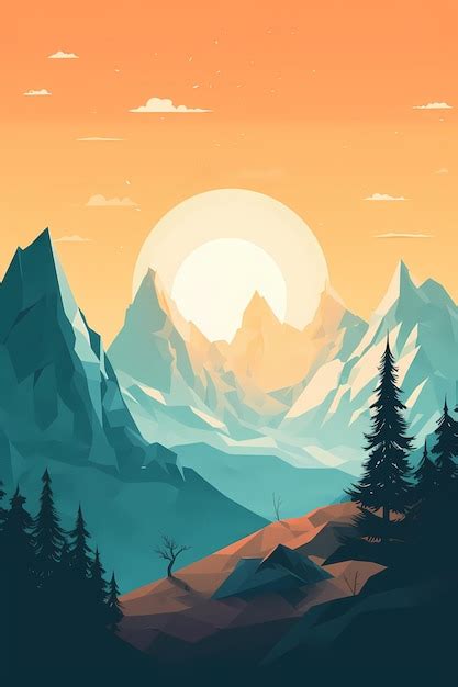 Premium AI Image | A mountain landscape with a sunset and the words'mountain'on the top.