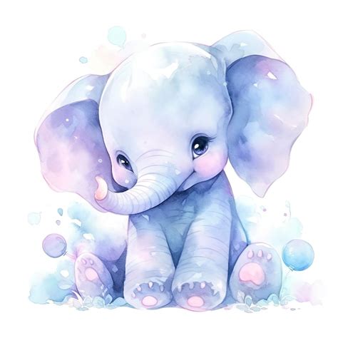 Premium AI Image | Watercolor Baby Elephant