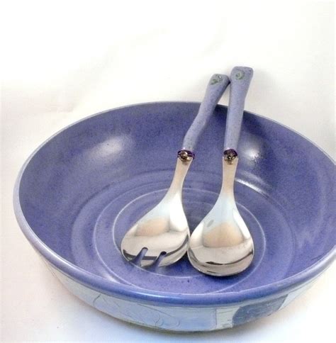 Custom Large Decorative Ceramic Pasta Serving Bowl - Periwinkle Purple ...