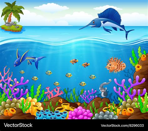 Cartoon fish under the sea Royalty Free Vector Image