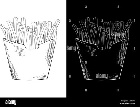 French fries. Hand drawn sketch Stock Vector Image & Art - Alamy