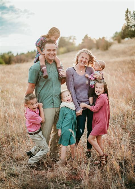 Adorable Family of Seven in a Golden Field in Spokane, Washington all Happy Smiles; Lifest ...