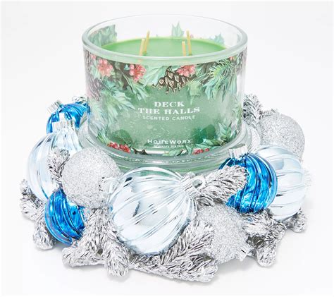 HomeWorx by Harry Slatkin Blue Ornament Pedestal with 18oz. Candle - QVC.com